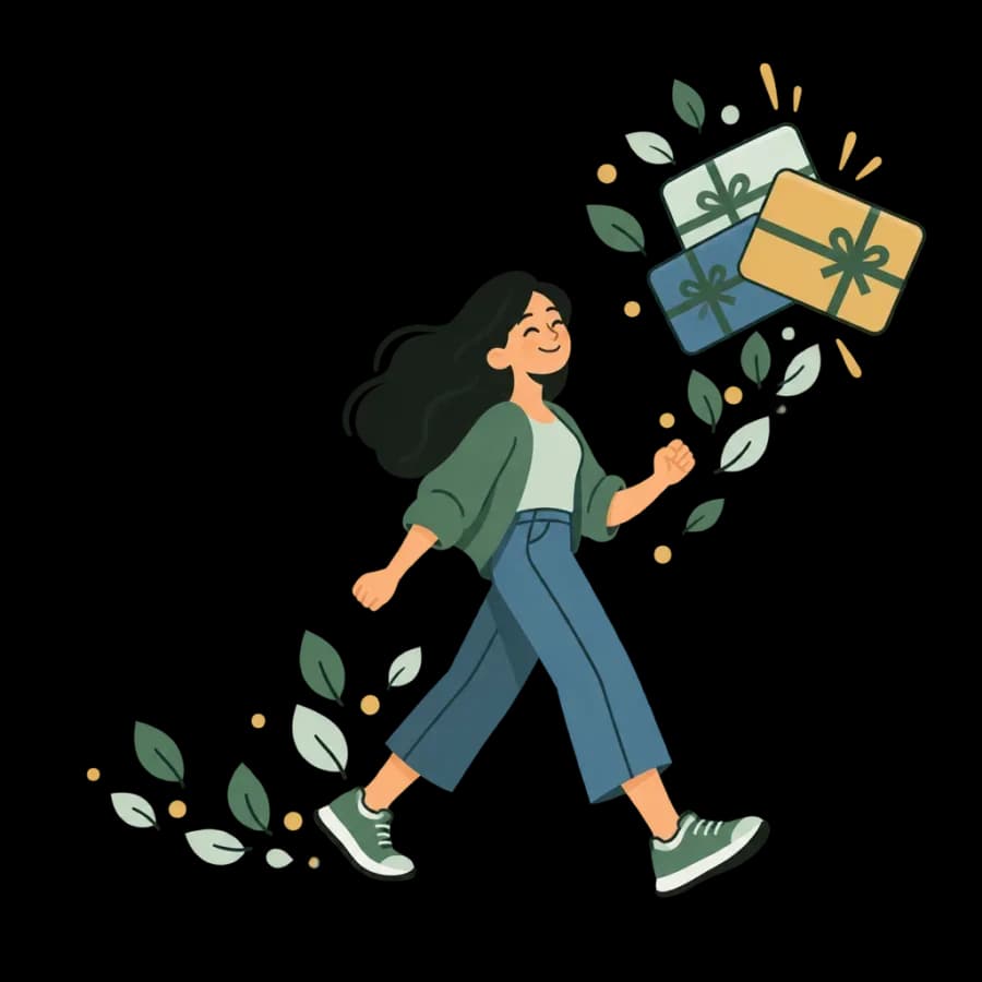 A walker collecting gift rewards