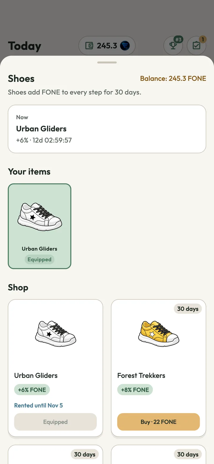 MythoWalk screen: Shop